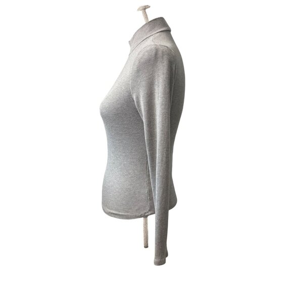 Windsor Womens Ribbed Gray Long Sleeve Mock Turtleneck Top Juniors Size XL - Picture 2 of 10